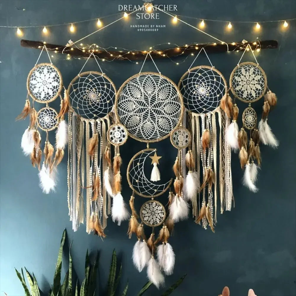 5er Set Traumfänger – Boho Macrame Wanddekoration für Zuhause