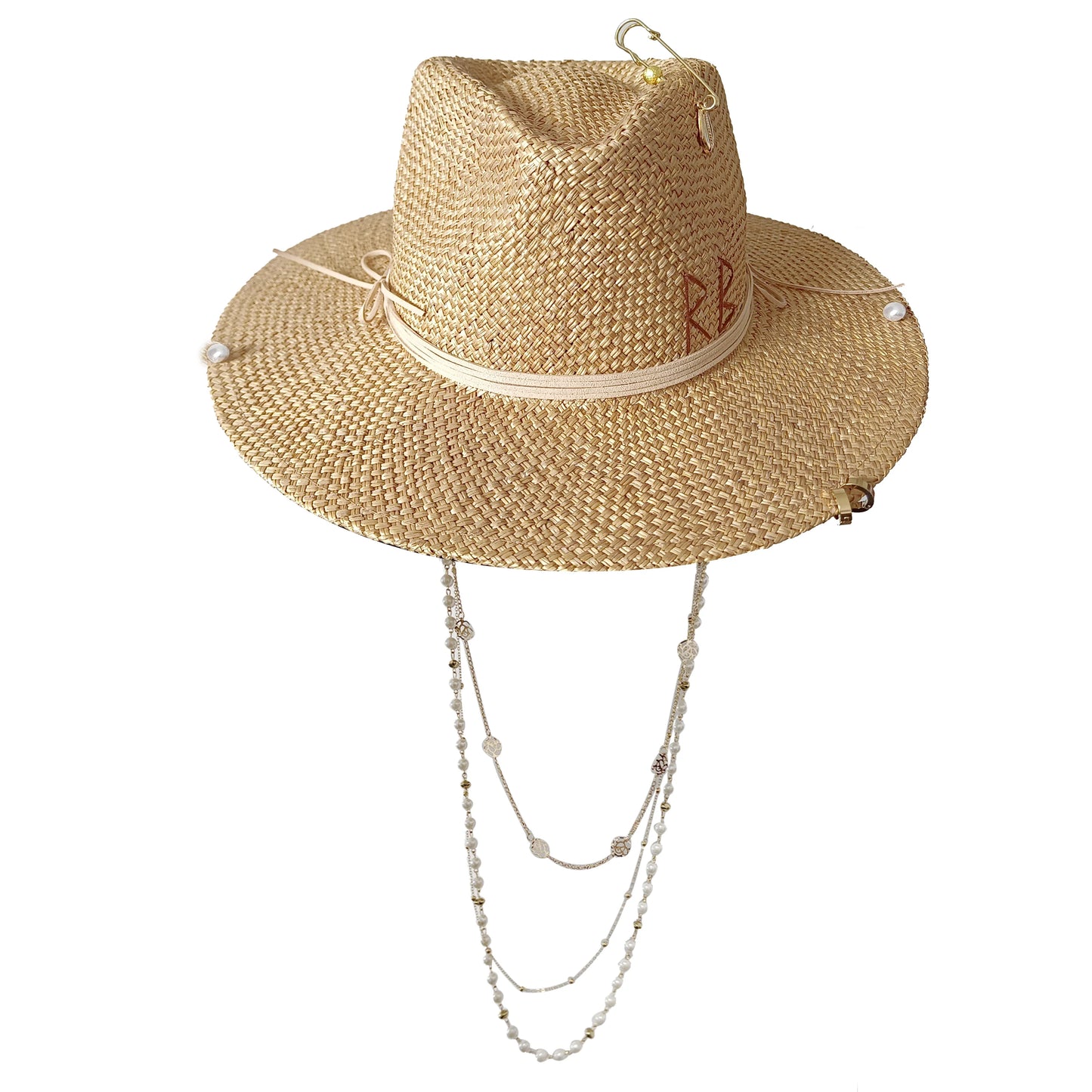 Fedora Hut mit Punk-Perlenkette und DIY Design – Personalisierbare englische Buchstaben Hüte für Männer und Frauen