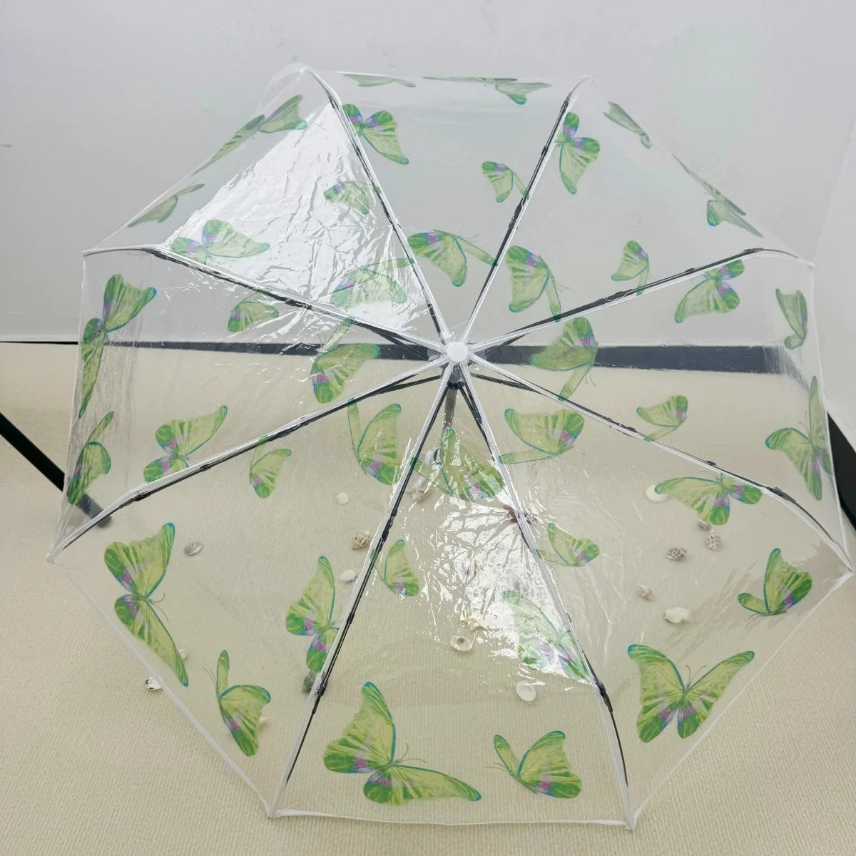 Eleganter Schmetterlings-Regenschirm – Transparentes PVC-Design mit Automatik- und Handöffnung