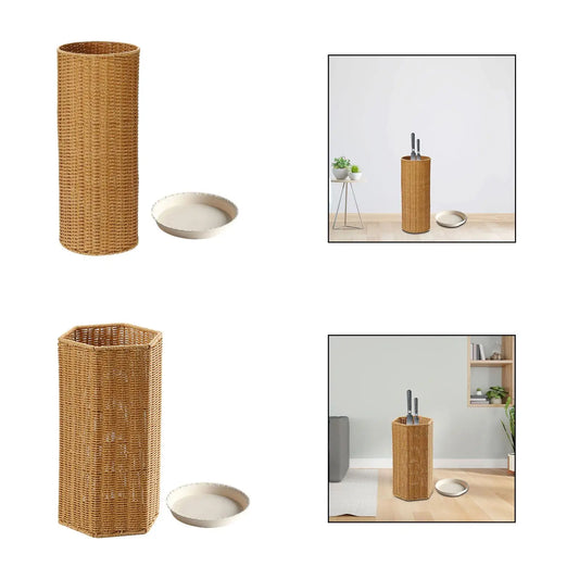 Vintage Weiden-Schirmständer mit Wasserauffangschale – Praktischer Regenschirmhalter für Eingang, Flur, Badezimmer und mehr