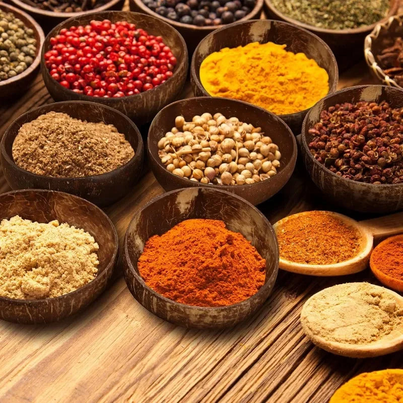 Natürliche Kokosnussschalen Set – 6/1 Stück Holzsalatschalen mit Löffel für Smoothies und Ramen