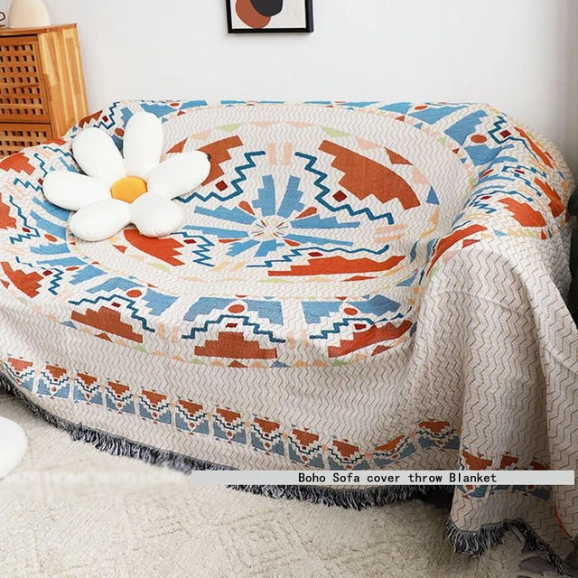 Eleganter Jacquard Plaid Überwurf – Vielseitig einsetzbar als Sofa-, Tisch- oder Picknickdecke