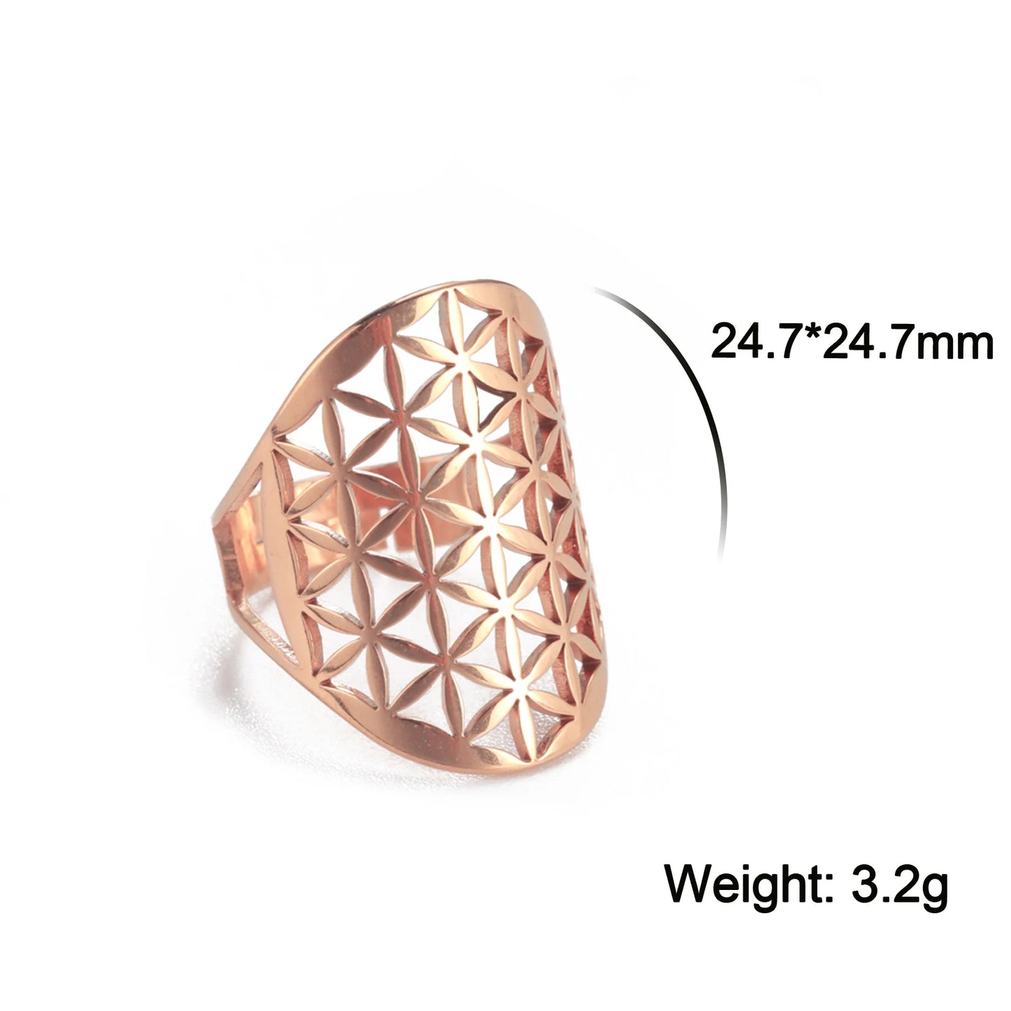 Unift Flower of Life Ring – Verstellbarer Edelstahlring für Damen und Herren | Vintage Geometrisches Design