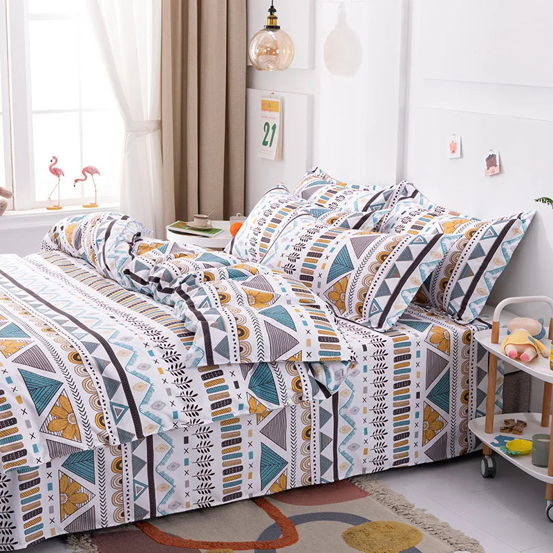 Boho Geometric Duvet Cover Set Queen Size – 3-teiliges Farmhouse Aztec Streifenmuster Microfaser Bettbezug Set für weichen Komfort