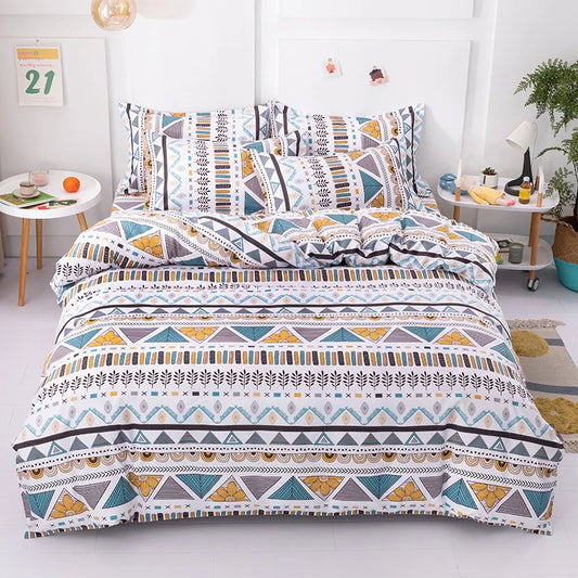 Boho Geometric Duvet Cover Set Queen Size – 3-teiliges Farmhouse Aztec Streifenmuster Microfaser Bettbezug Set für weichen Komfort