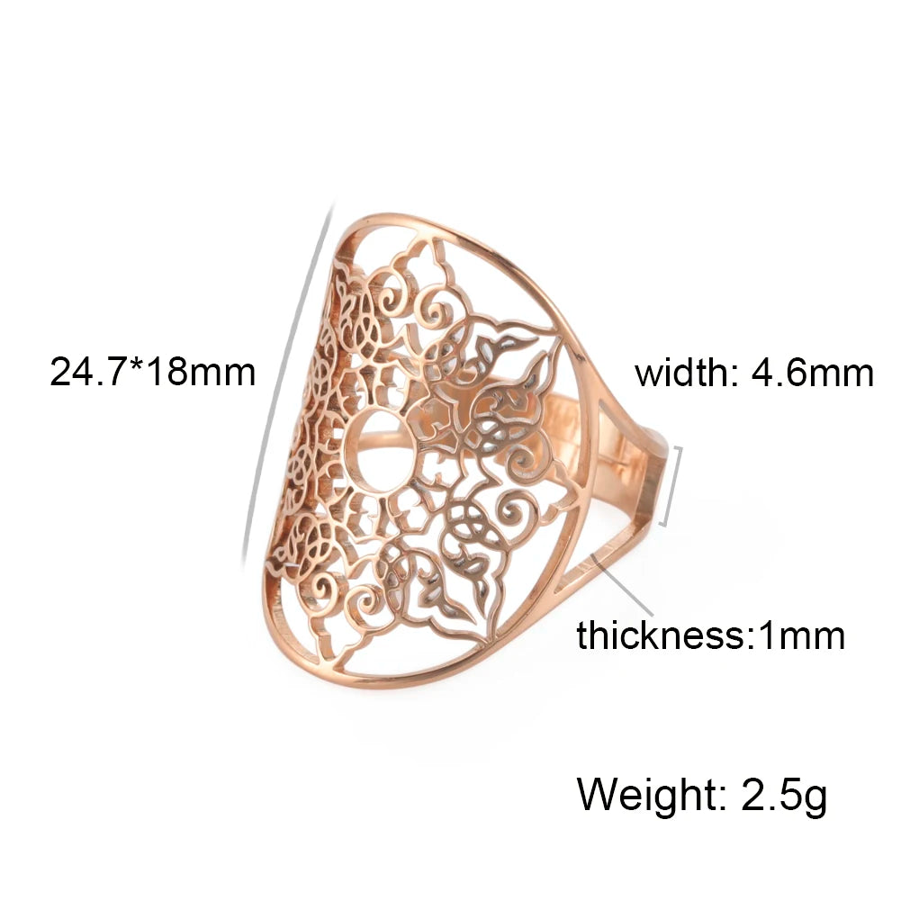 Unift Flower of Life Ring – Verstellbarer Edelstahlring für Damen und Herren | Vintage Geometrisches Design