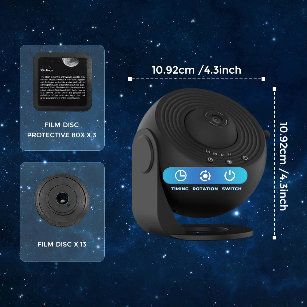 13-in-1 Planetarium Star Projector – 360° Rotierender Galaxy Projektor mit HD-Bildern, Mute Design und Timer für Schlafzimmer, Geburtstags- & Weihnachtsdekoration