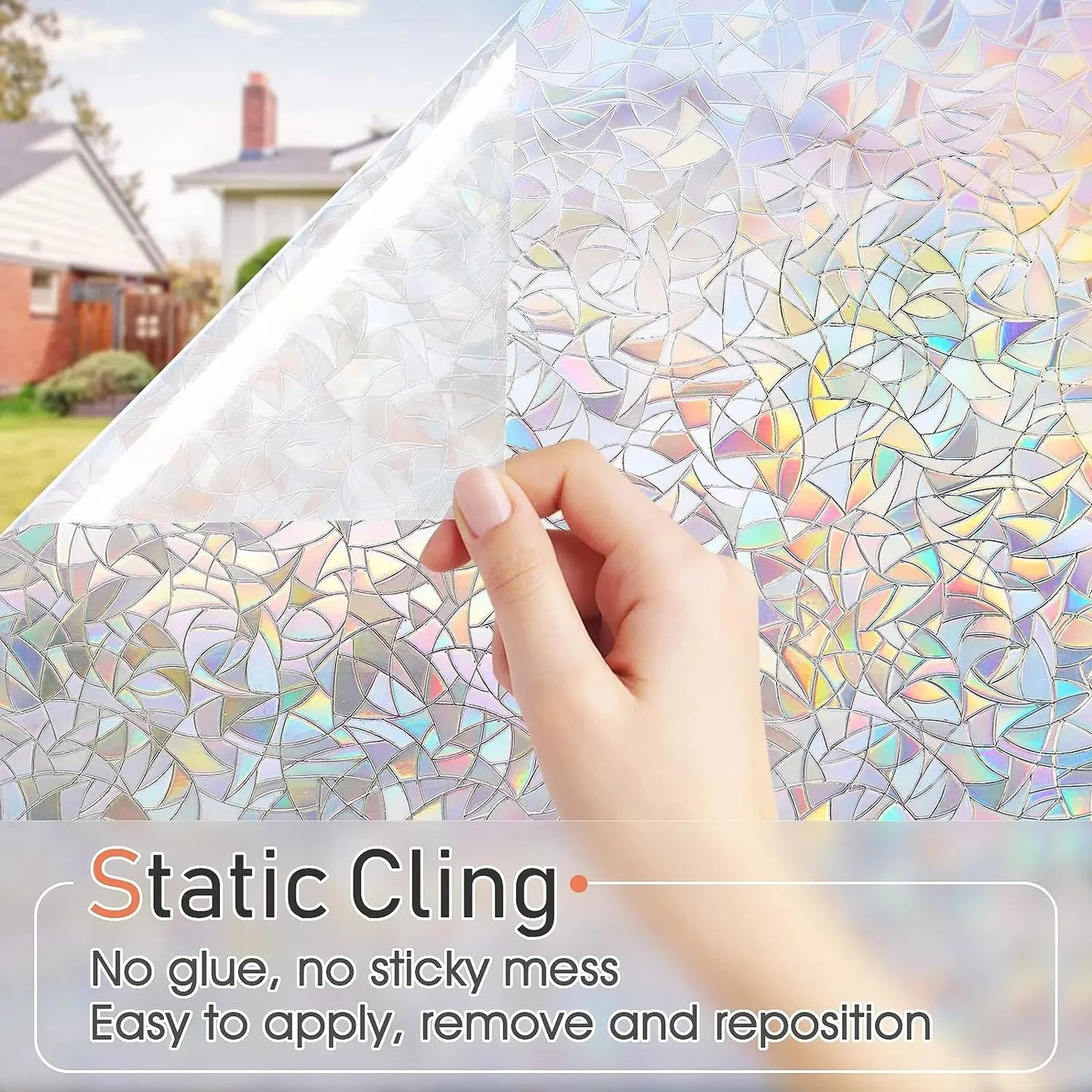 3D Fensterfolie im Bleiglas-Stil – Privatsphäre, UV-Schutz und Regenbogeneffekt für Ihre Fenster