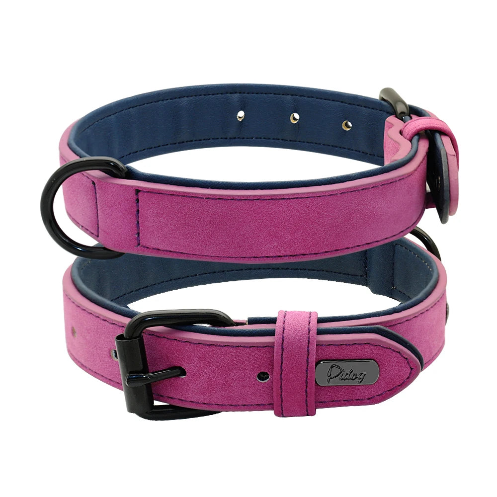 PU-Leder Hundehalsband mit Weicher Polsterung – Verstellbar für Kleine, Mittlere & Große Hunde, Ideal für Pitbull, Labrador & Pug