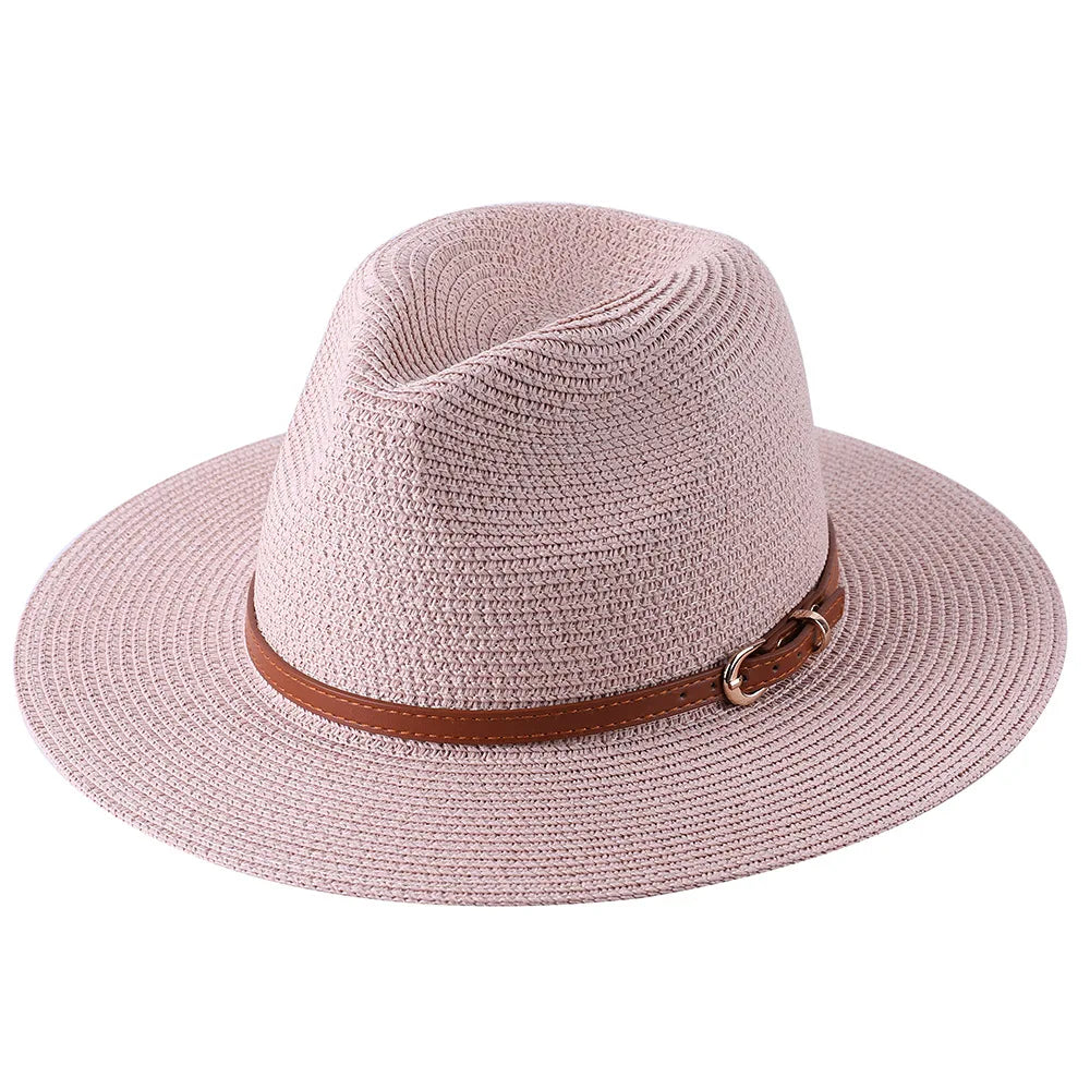 Panama Strohhut mit breiter Krempe – UV-Schutz Fedora für Damen und Herren, Größen 56-60 cm