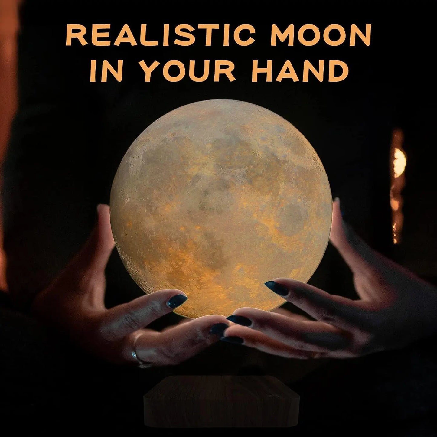 Levitating Moon Lamp – Kreative Schwebende 3D Gedruckte LED-Tischlampe mit Holzsockel für Büro, Schlafzimmer und als Geschenk
