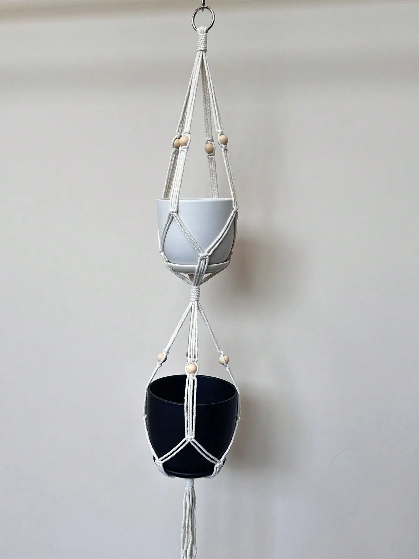 Macrame Pflanzenträger – Handgefertigt aus Baumwolle, 2-Tier/3-Tier Hängekorb für Pflanzen im Boho-Stil