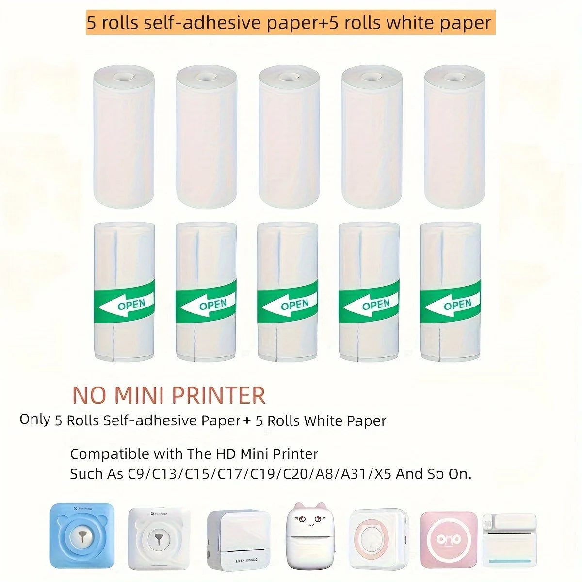 Thermalpapier Mini-Druck Selbstklebende Etiketten – 57mm Rollen für Mini-Drucker & Kinderkameras