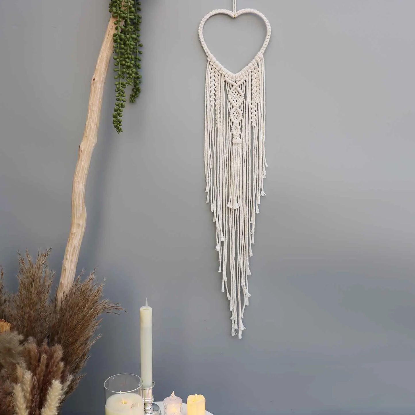 Macrame Traumfänger Wanddeko – Mond, Stern, Kreis & Herz – Boho Tapestry für Zuhause – Nordic Stil Geschenk