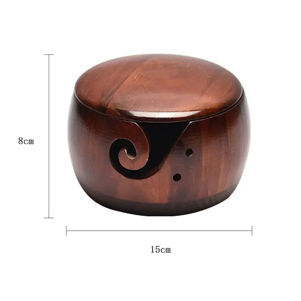 Handgefertigter Holz-Garnbehälter mit Löchern – Strick- und Häkelaufbewahrung, Organizer für Wolle und Garn