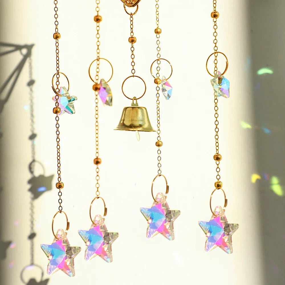 Rainbow Star Moon Wind Chimes – Sonneneinfänger und Dekoration für Garten, Fenster & Auto