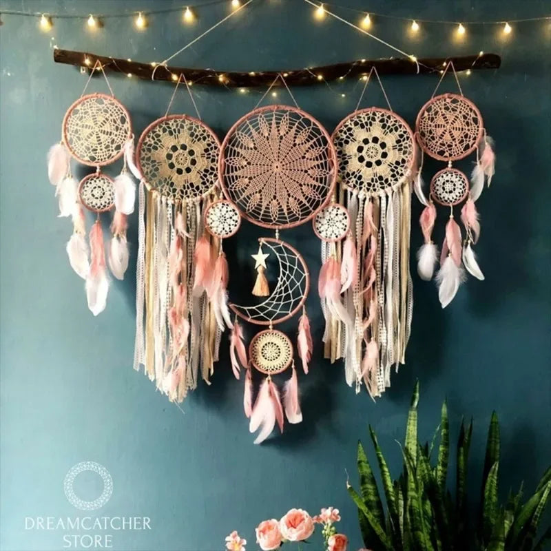 5er Set Traumfänger – Boho Macrame Wanddekoration für Zuhause