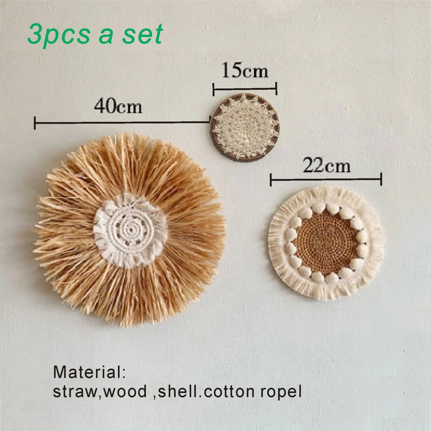 Rattan Wall Basket Decor Nordic INS Style Natural Wicker Woven Wall Hanging Ornament Kawaii Room Decor