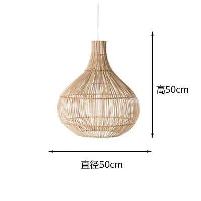 Handgewebte Rattan LED Pendelleuchte im Retro-Stil – Kreative Chinesische Lampen für Restaurant, Hotel, Flur und Landhausdekoration