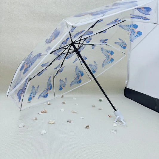 Eleganter Schmetterlings-Regenschirm – Transparentes PVC-Design mit Automatik- und Handöffnung