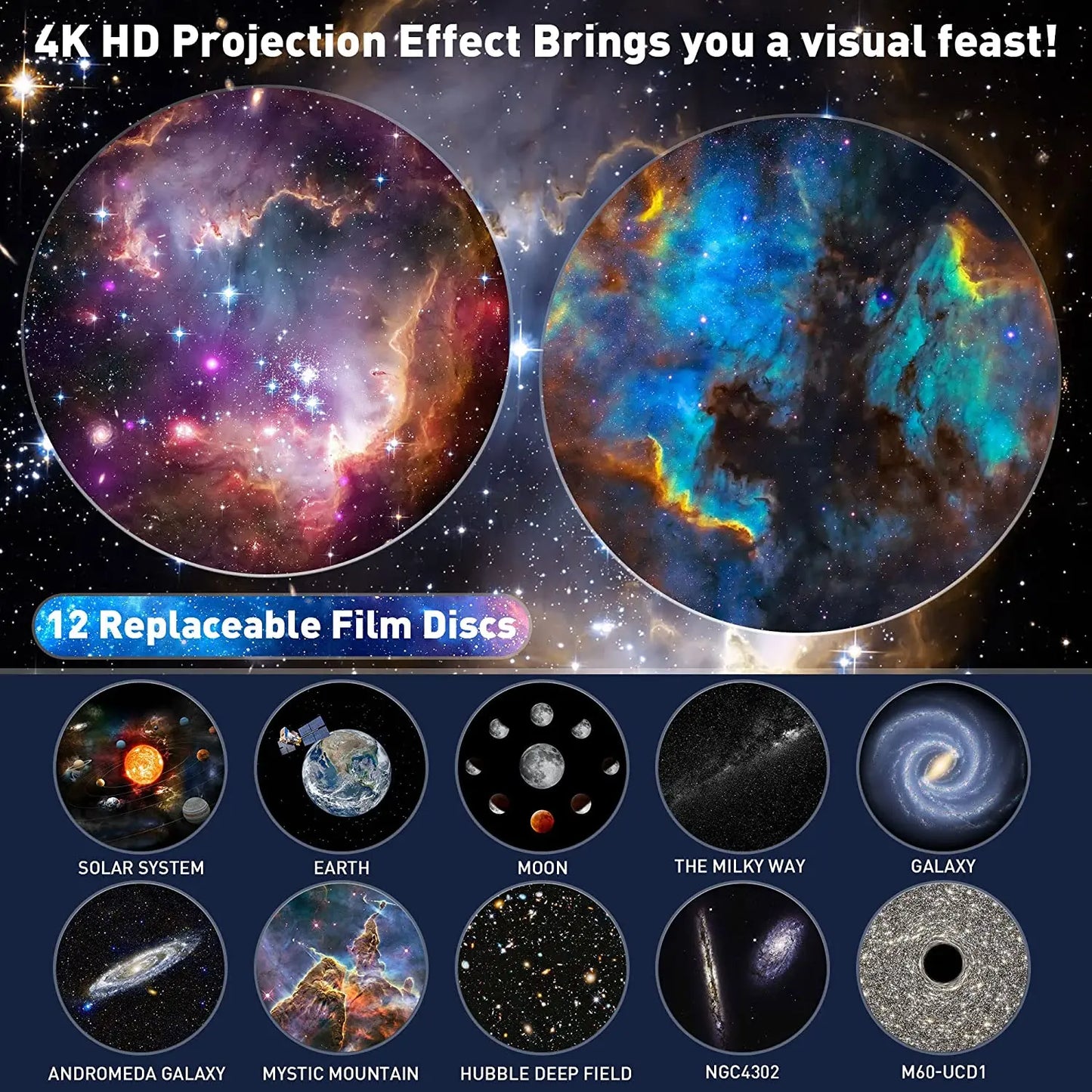 13-in-1 Planetarium Star Projector – 360° Rotierender Galaxy Projektor mit HD-Bildern, Mute Design und Timer für Schlafzimmer, Geburtstags- & Weihnachtsdekoration