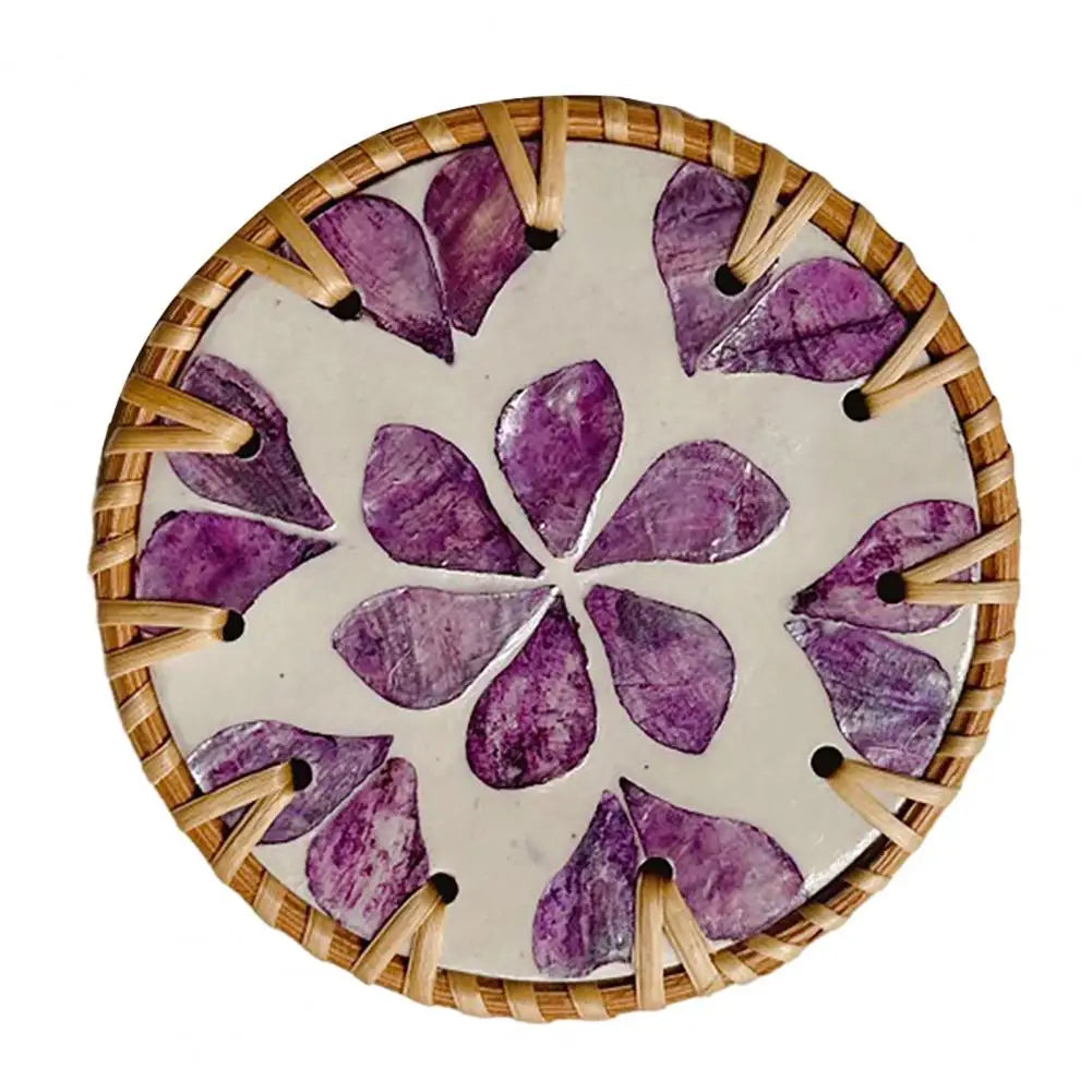 Handgefertigter Muschel-Untersetzer aus Holz – Kunstvolles Mandala-Design für Ihren Tisch