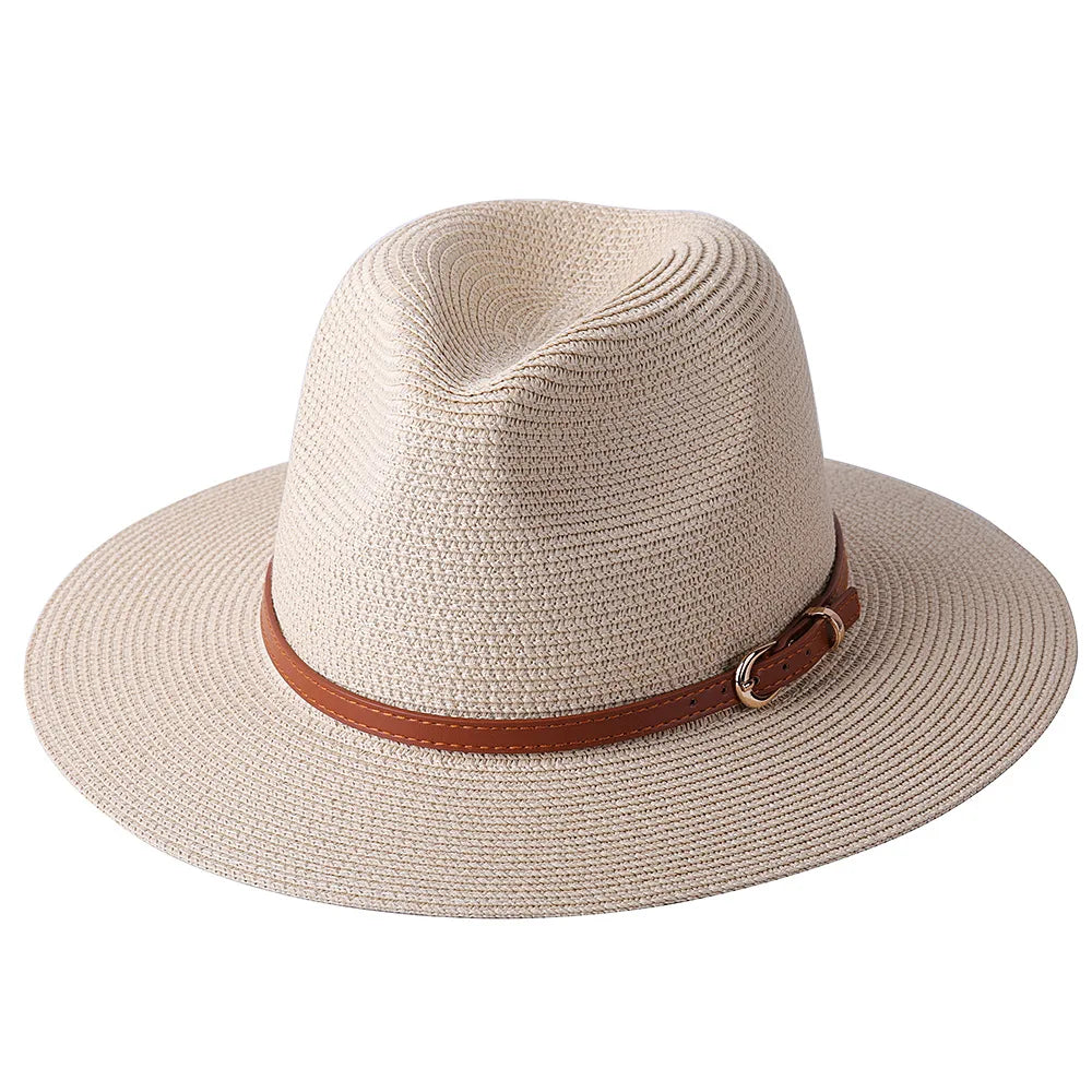 Panama Strohhut mit breiter Krempe – UV-Schutz Fedora für Damen und Herren, Größen 56-60 cm