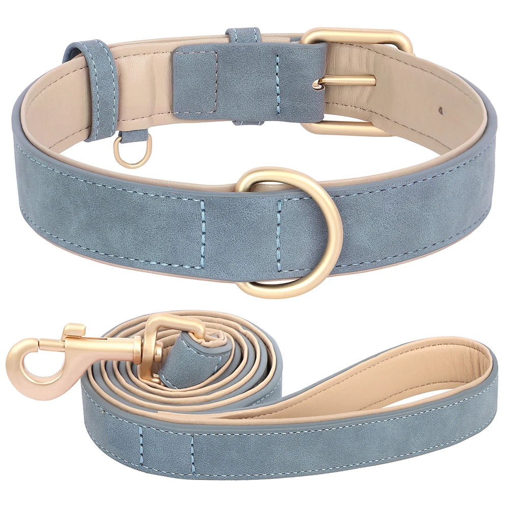 Soft Padded Hundehalsband & Leine Set aus PU-Leder – Verstellbar für kleine bis große Hunde