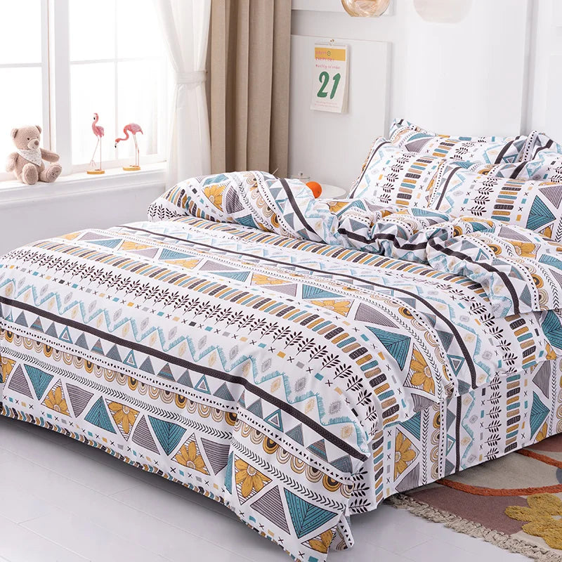 Boho Geometric Duvet Cover Set Queen Size – 3-teiliges Farmhouse Aztec Streifenmuster Microfaser Bettbezug Set für weichen Komfort