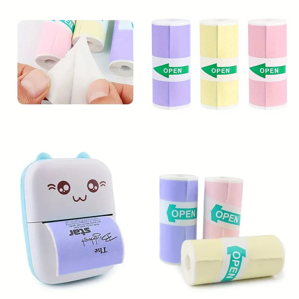 3 Rollen Mini-Druckerpapier, Thermopapier, Druckbare Sticker für Pocket-Thermodrucker