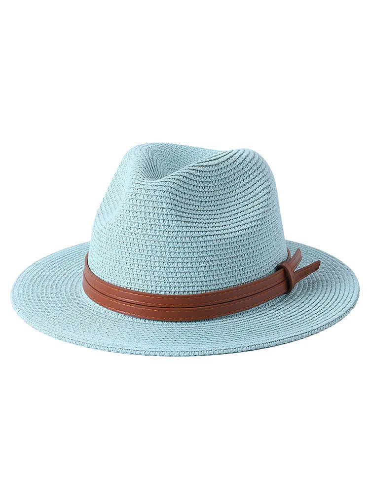 Panama Strohhut mit breiter Krempe – UV-Schutz Fedora für Damen und Herren, Größen 56-60 cm