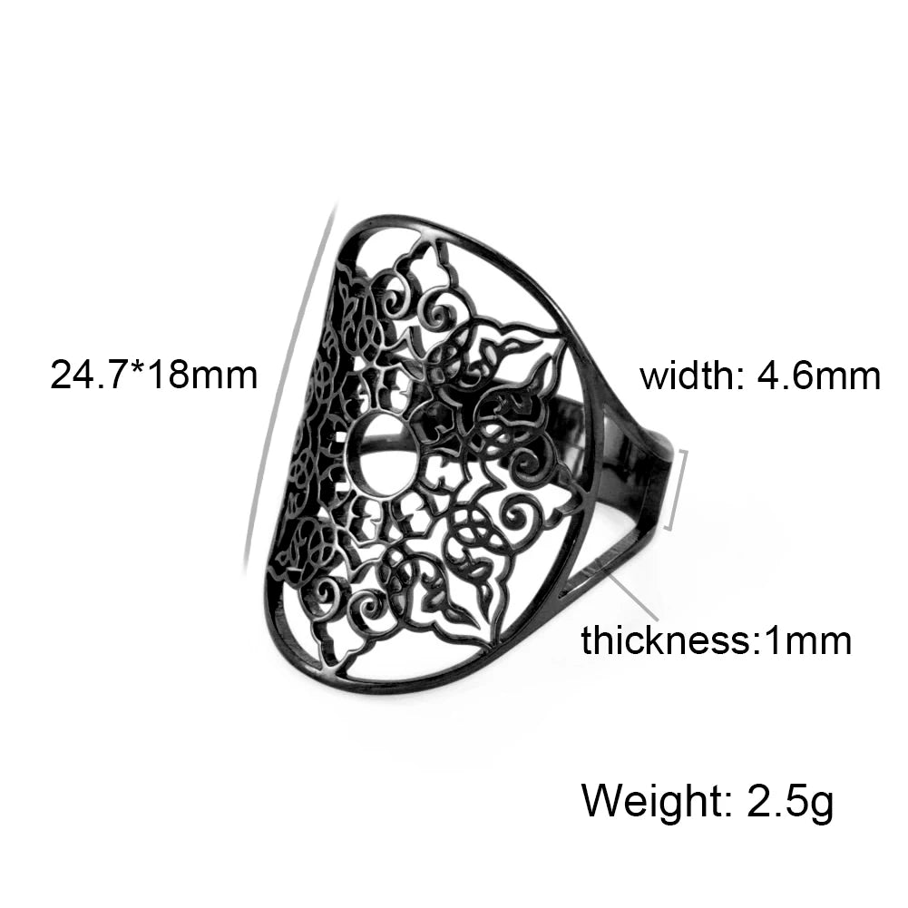 Unift Flower of Life Ring – Verstellbarer Edelstahlring für Damen und Herren | Vintage Geometrisches Design