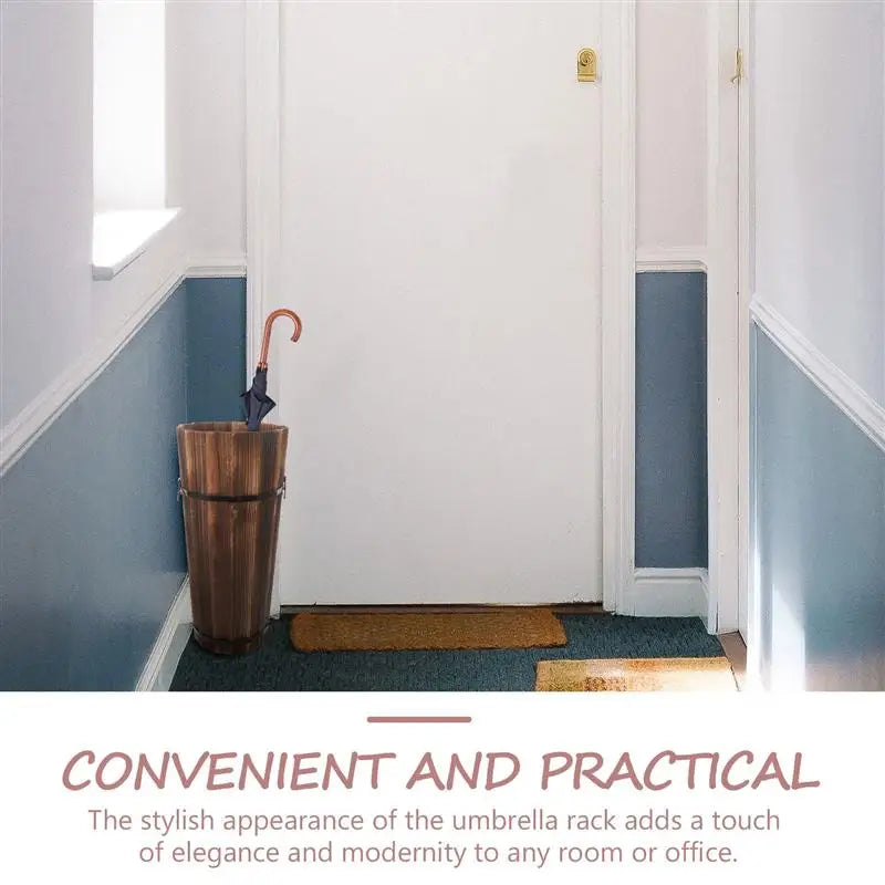 Eleganter Holz-Schirmständer für Eingangsbereich, Outdoor & Büro – Vielseitiger Aufbewahrungskorb für Regenschirme, Spazierstöcke & mehr