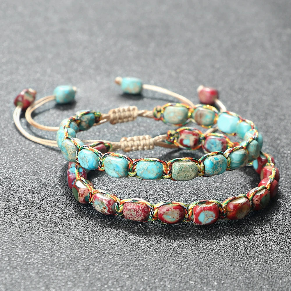 Boho Imperial Stone Beaded Armband – Handgemachter Geflochtener Freundschaftsarmreif im Vintage-Stil