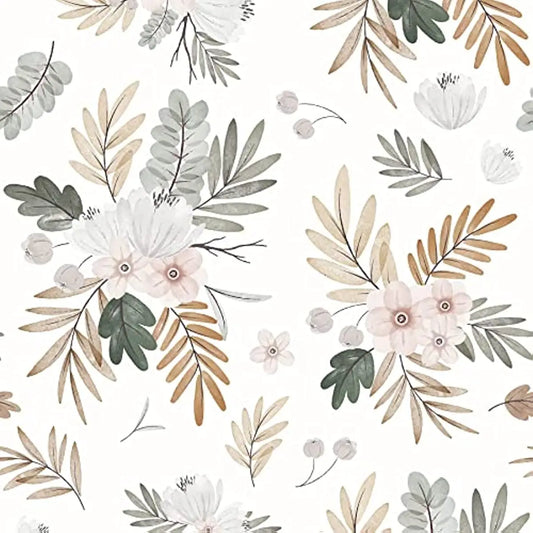 Boho Floral Peel and Stick Wallpaper – Selbstklebende, Abnehmbare Tapete mit Aquarellblumen für Wand- und Wohnraumdekoration