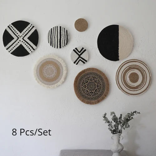 Rattan Wall Basket Decor Nordic INS Style Natural Wicker Woven Wall Hanging Ornament Kawaii Room Decor