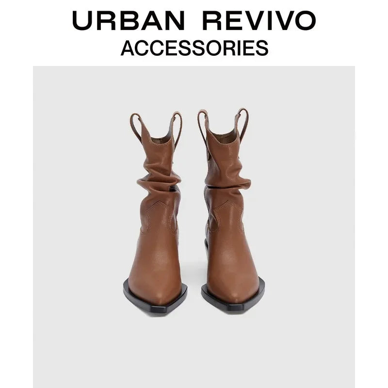 Pu Leder Chelsea Boots für Damen – Western-Inspired Mid-Calf Boots mit Chunky Heels für Herbst & Winter