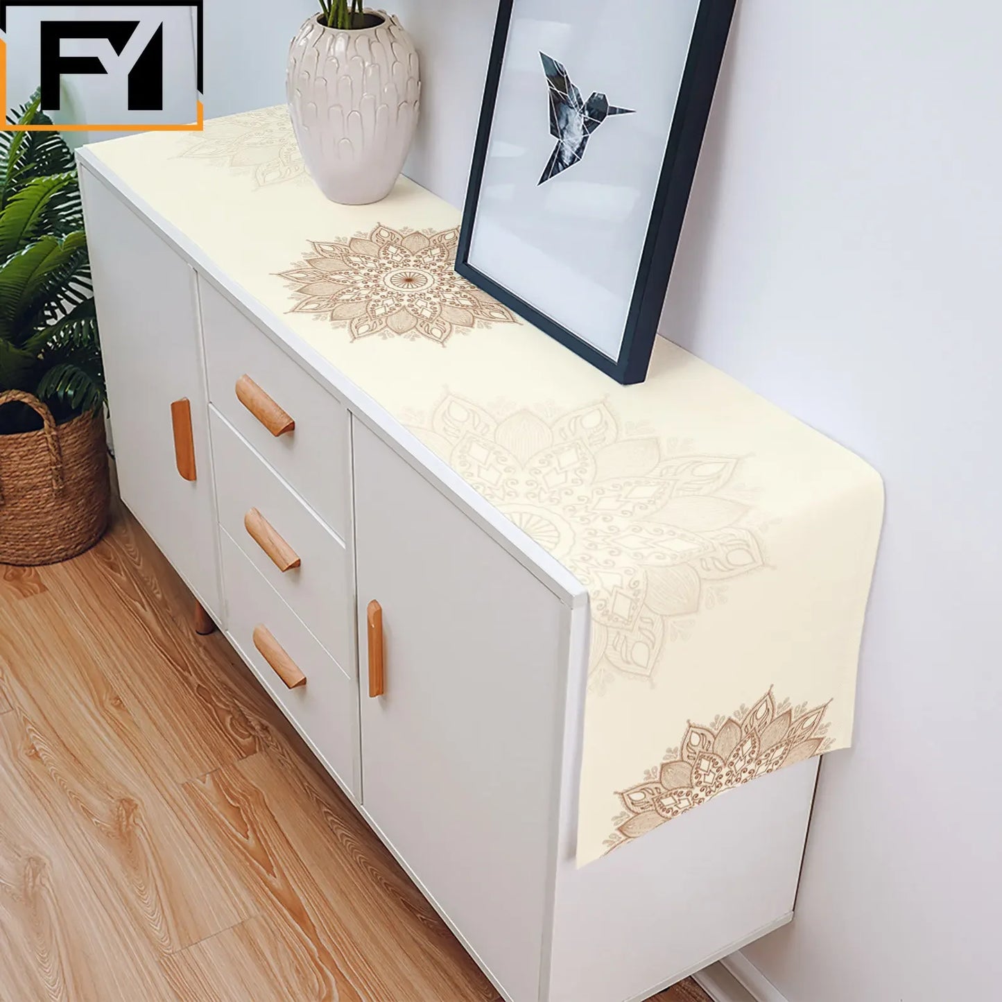 Individuell anpassbarer Leinen-Tischläufer mit Pflanzenmuster – Perfekt für Tischdekoration und besondere Anlässe