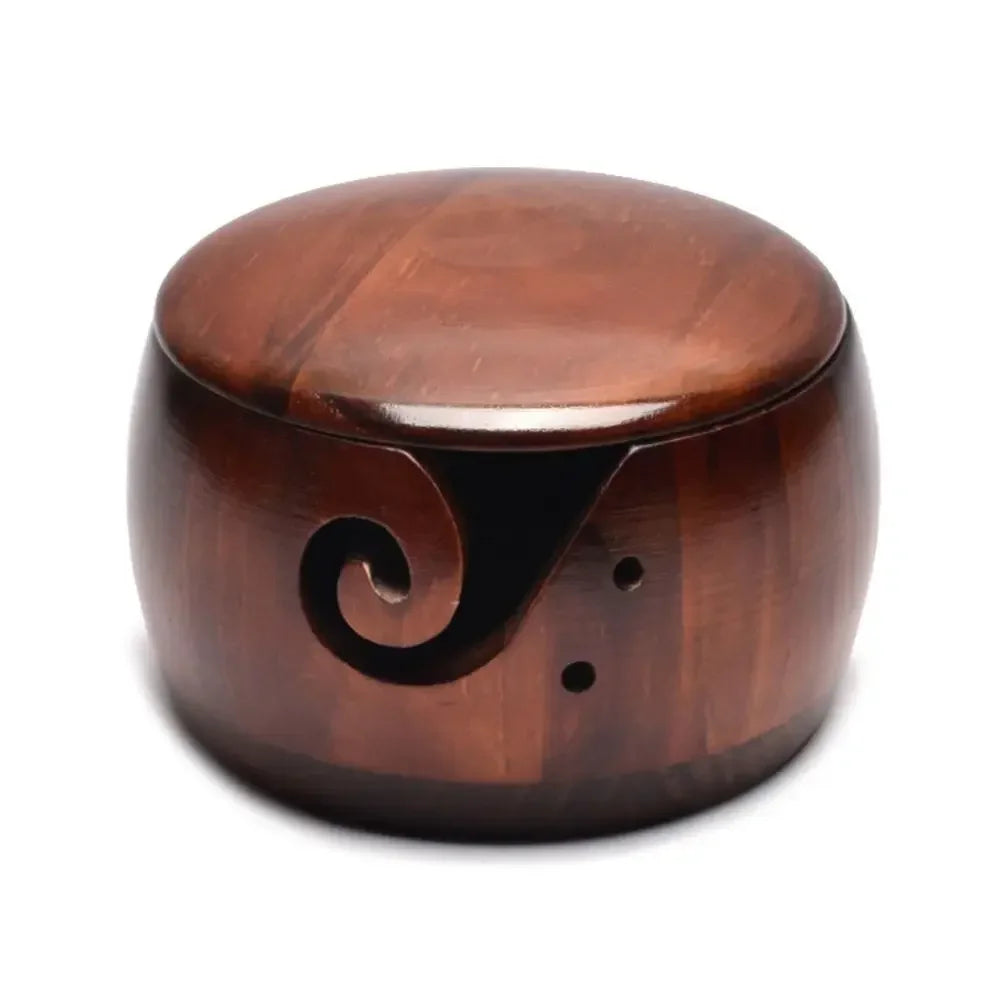 Handgefertigter Holz-Garnbehälter mit Löchern – Strick- und Häkelaufbewahrung, Organizer für Wolle und Garn