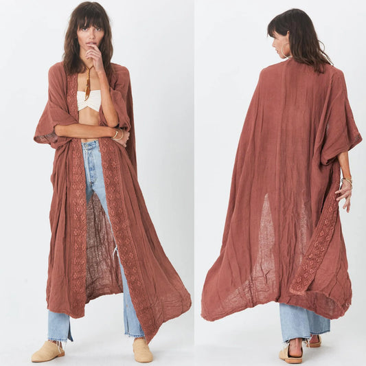 WeHello Damen Strandcover-Up aus Bambusstoff, Kragen-Cardigan, Sonnenschutz, Lockeres und Bequemes Hemd für den Urlaub