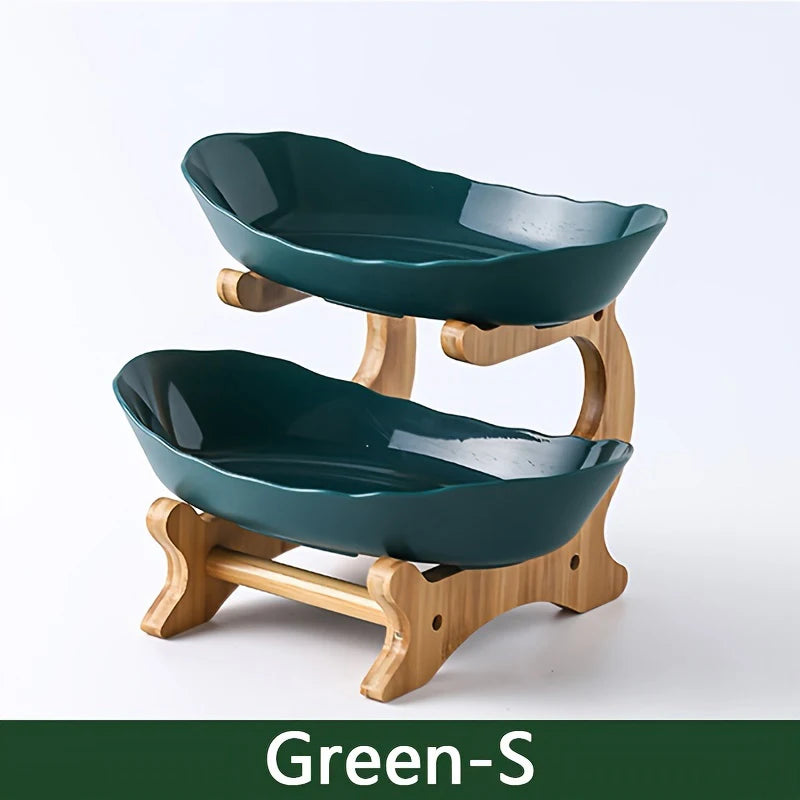 Eleganter Obstteller mit Partitionen – Holz-Tischgeschirr für Früchte, Süßigkeiten und Kuchen