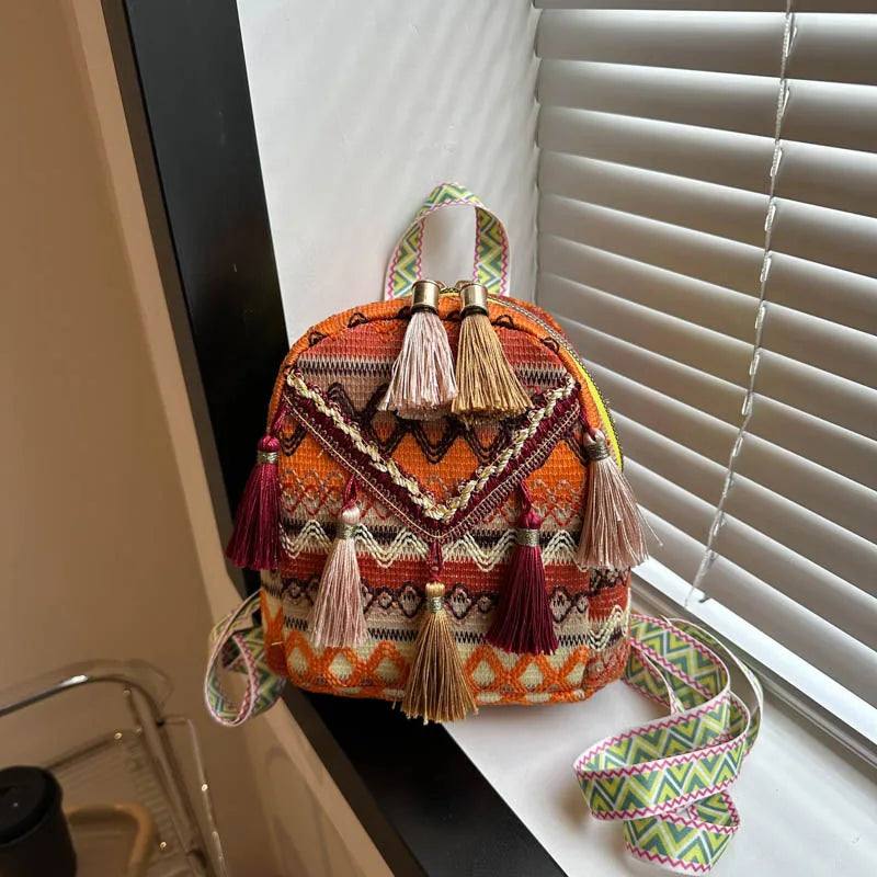 Trendy Bohemian Rucksack für Frauen – Kleine Crossbody Tasche für Reisen, Schule und Freizeit, Ideal für Teenager Mädchen