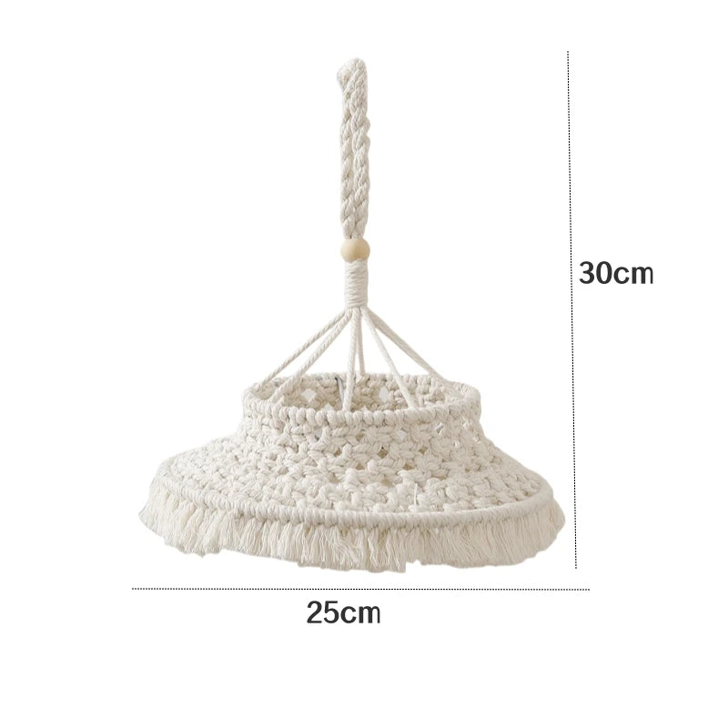 Boho Makramee Lampenschirm – Handgewebter DIY LED Kronleuchter Lampenschirm für Wohnzimmer und Tischlampen