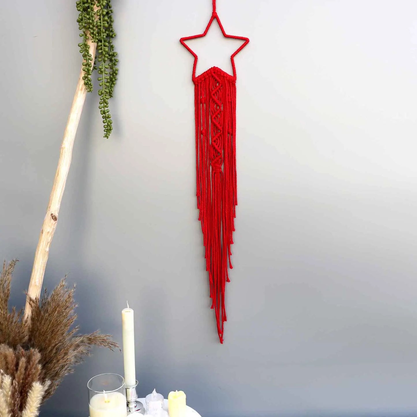 Macrame Traumfänger Wanddeko – Mond, Stern, Kreis & Herz – Boho Tapestry für Zuhause – Nordic Stil Geschenk