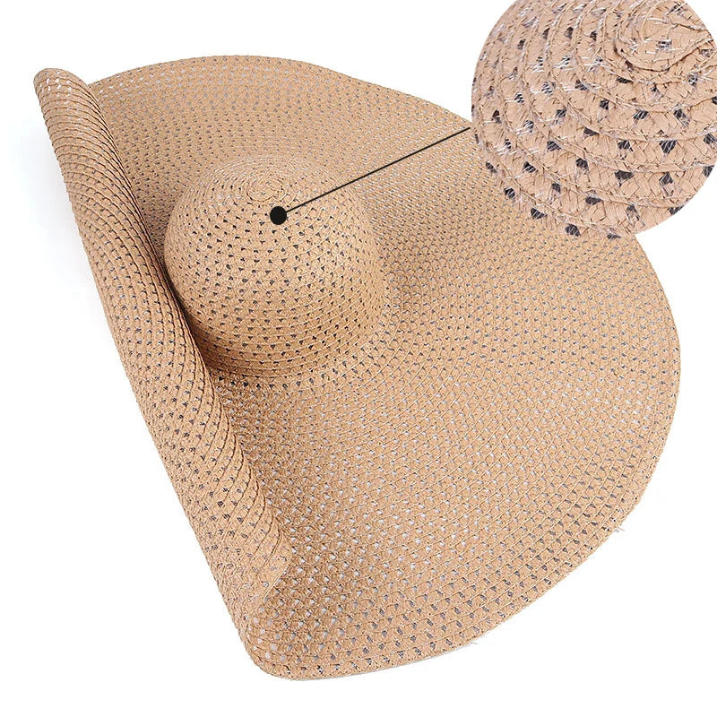 Übergroßer 70 cm Strand-Sonnenhut für Damen – Faltbar, mit UV-Schutz und breiter Krempe für Reisen und Sommeraktivitäten