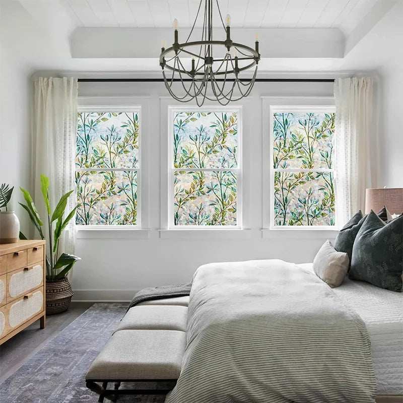 Grüne Ranken Fensteraufkleber – Doppelseitiger Privacy Film für Türen und Fenster