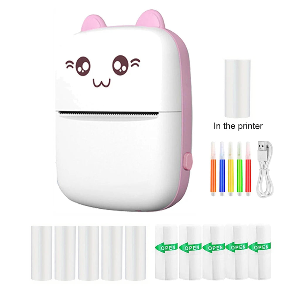 Mini HD Tragbarer Thermodrucker – Bluetooth Etikettendrucker für Studenten, Notizen, Memos und Bilder, Pocket Inkless Drucker