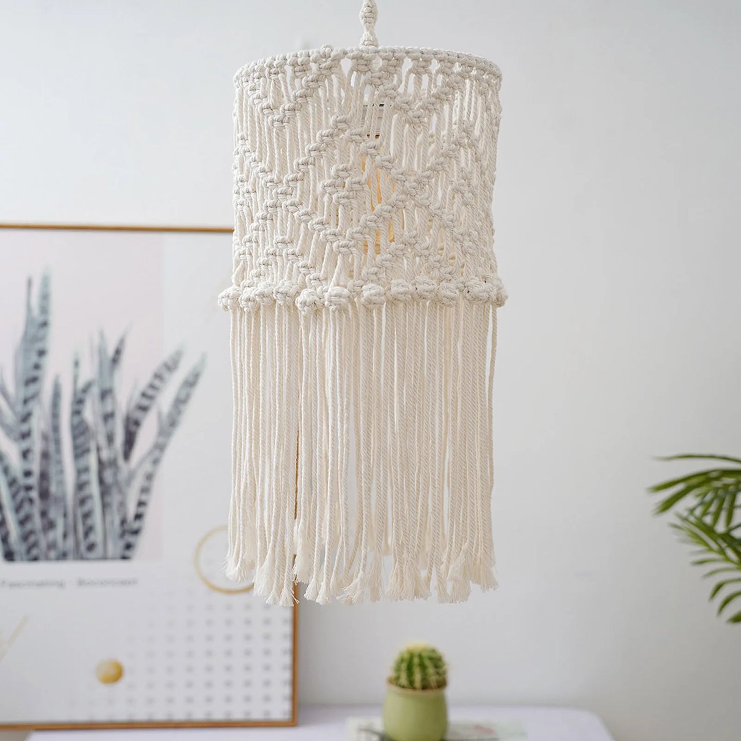 Handgemachter Macrame Lampenschirm im Boho-Stil – Woven Pendant Light Cover für Wohnräume, Kinderzimmer und Schlafzimmer