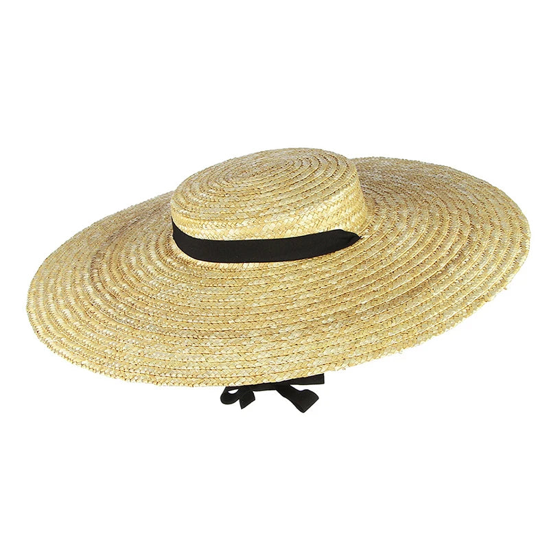 Sommerlicher Strohhut für Damen mit Breiter Krempe und Langem Band – Eleganter Beach Hat mit UV-Schutz