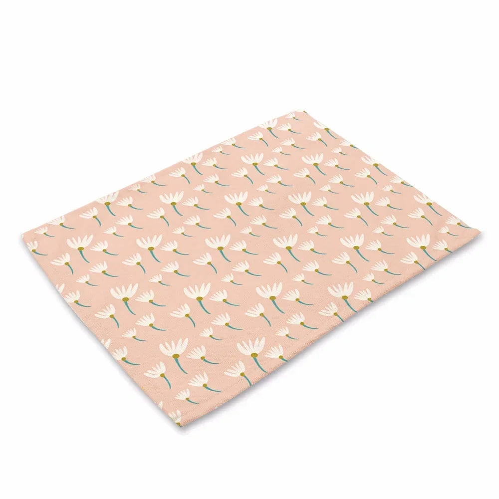 Boho Blumen Tischset – 4er Set, Baumwolle-Leinen, Boho Stil, Ideal für Esszimmer & Küche, 45x32cm